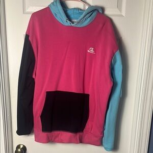 Champion Tri-Color Hoodie - Pink, Light Blue, Black